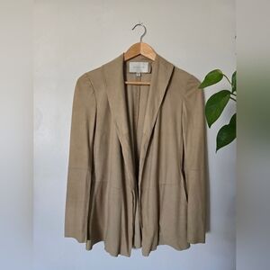 Brochu Walker Suede Leather P Womens Petite Beige Thin Lightweight Jacket Small